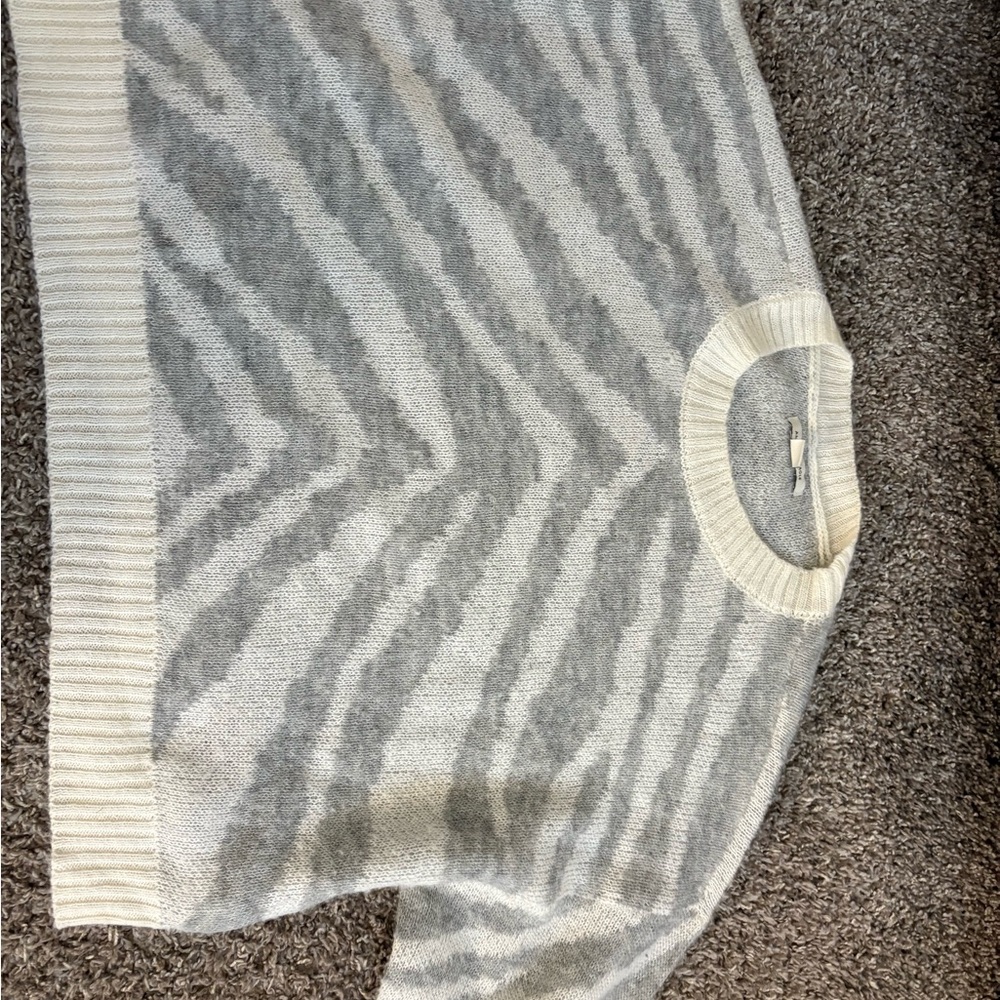 Gray and Cream Zebra Pattern Sweater